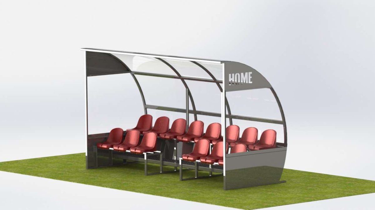 Abri de touche Club «Heavy Metal » Double 10 places – habillage tôle acier