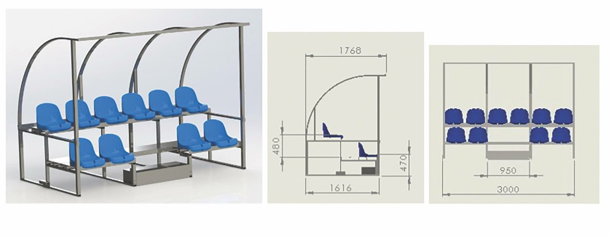 Abri de touche Club «Heavy Metal » Double 10 places – habillage polycarbonate – Image 3
